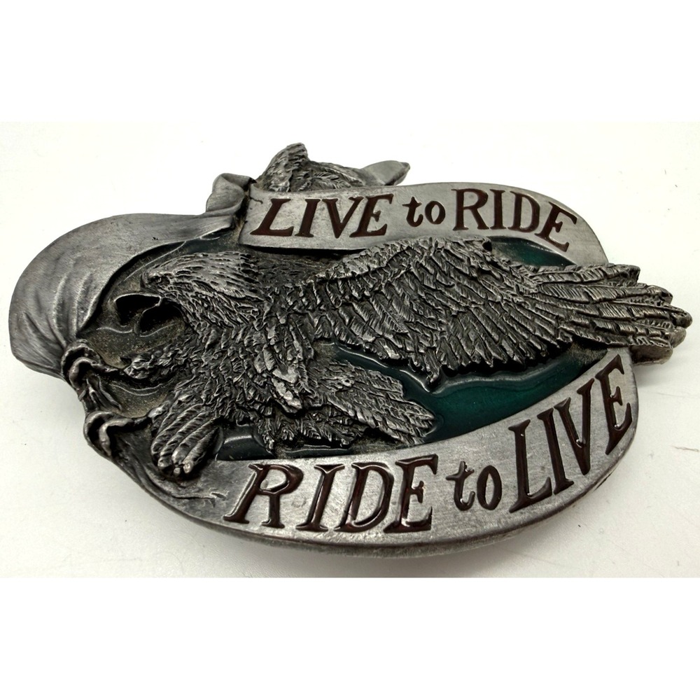 Bergamot Belt Buckle Motorcycle Bikers "Live to Ride" - Vintage 1981 R-37